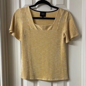 W5 Cream Ribbed Short Sleeve Fitted Blouse